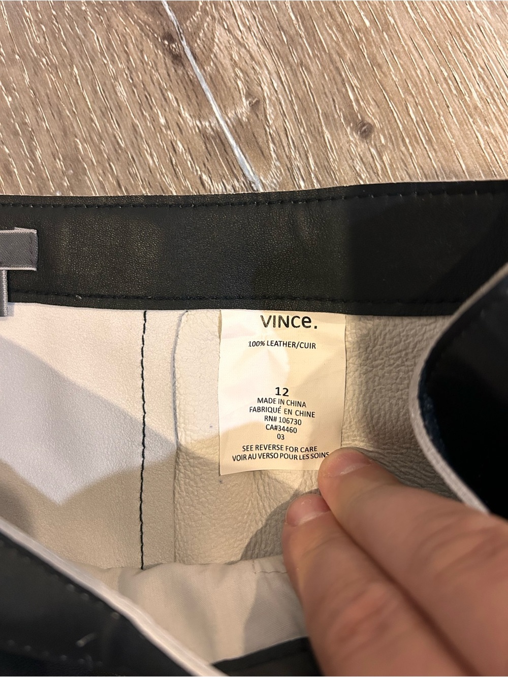 Vince Bitone Leather Miniskirt in black with contrast white trim detailing - Picture 6 of 7